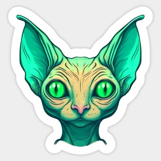 Extraterr-hiss-trial Visitor, Alien Cryptid Cat Sticker